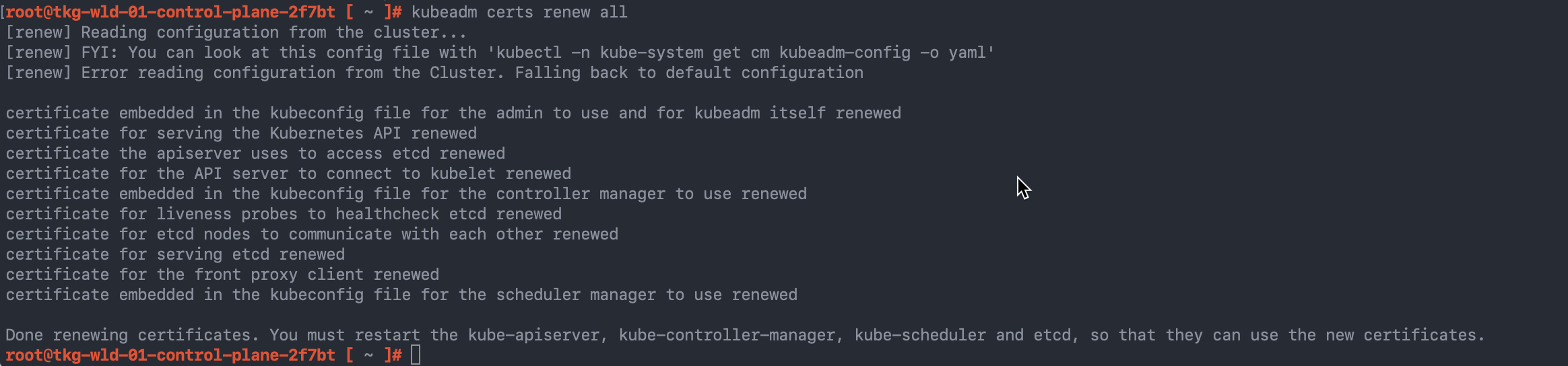 kubeadm certs renew all