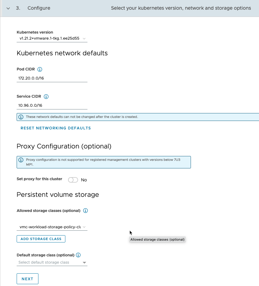 Managed Tanzu Kubernetes Service - VMC - TMC - Create Cluster - Configure