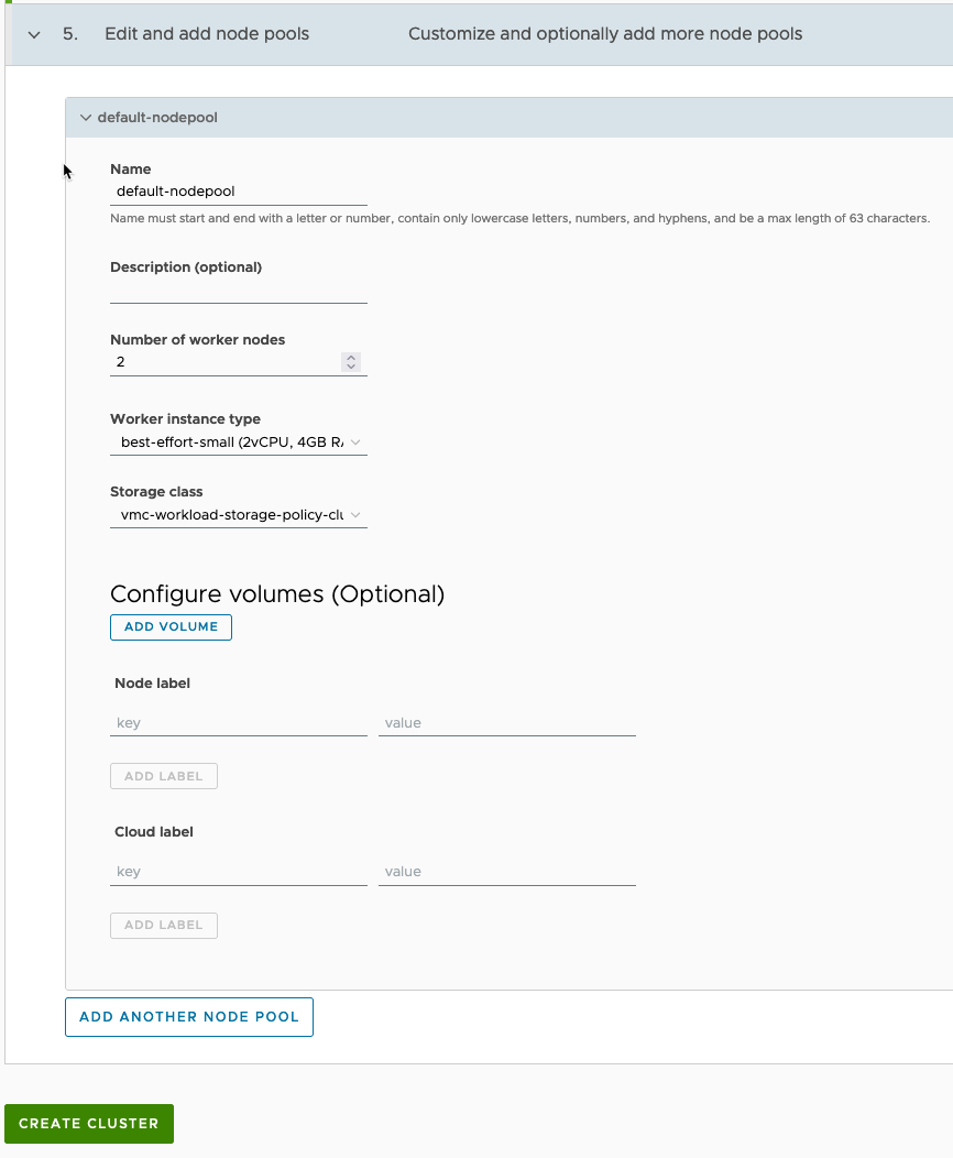 Managed Tanzu Kubernetes Service - VMC - TMC - Create Cluster - Edit and Add Node Pools