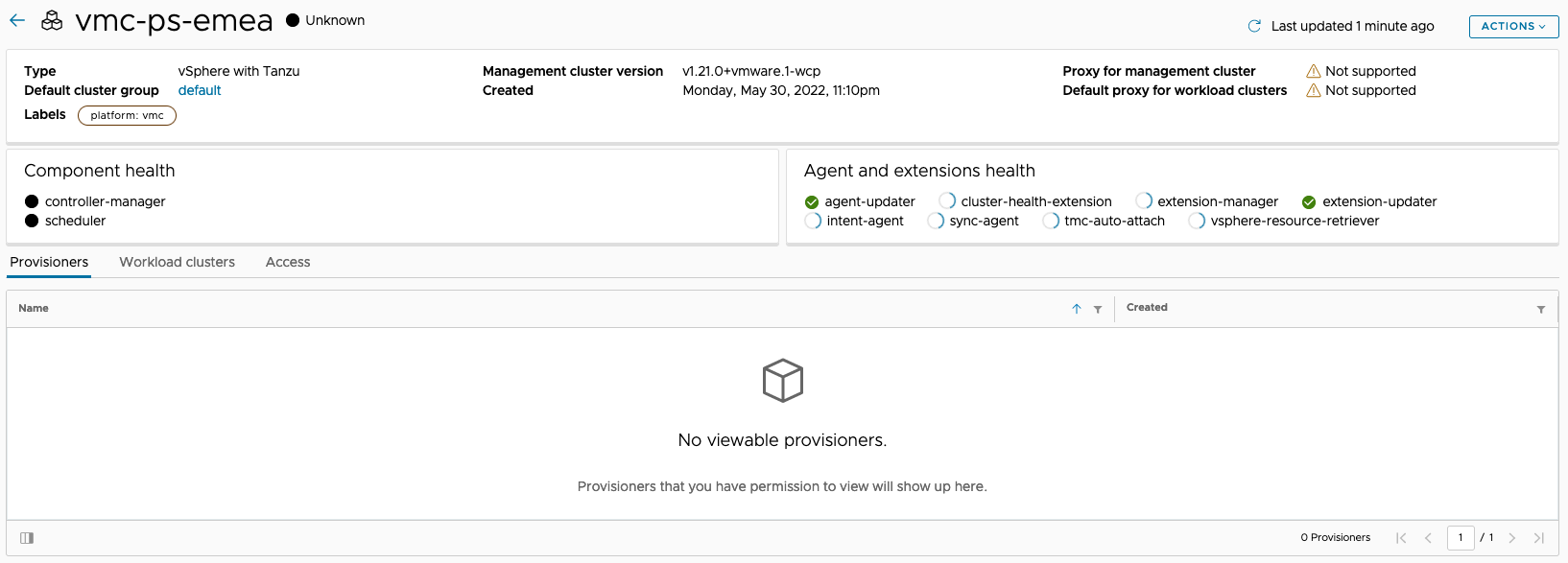 Managed Tanzu Kubernetes Service - VMC - TMC - Management Cluster registering