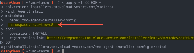 Managed Tanzu Kubernetes Service - VMC - TMC - Supervisor Cluster - Kubectl apply tmc configuration