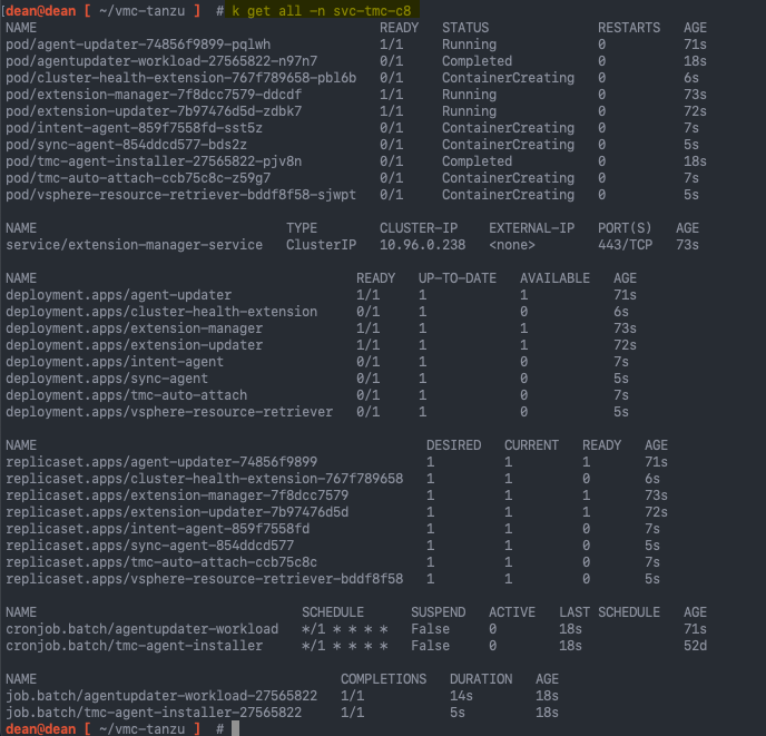 Managed Tanzu Kubernetes Service - VMC - TMC - Supervisor Cluster - Kubectl get all
