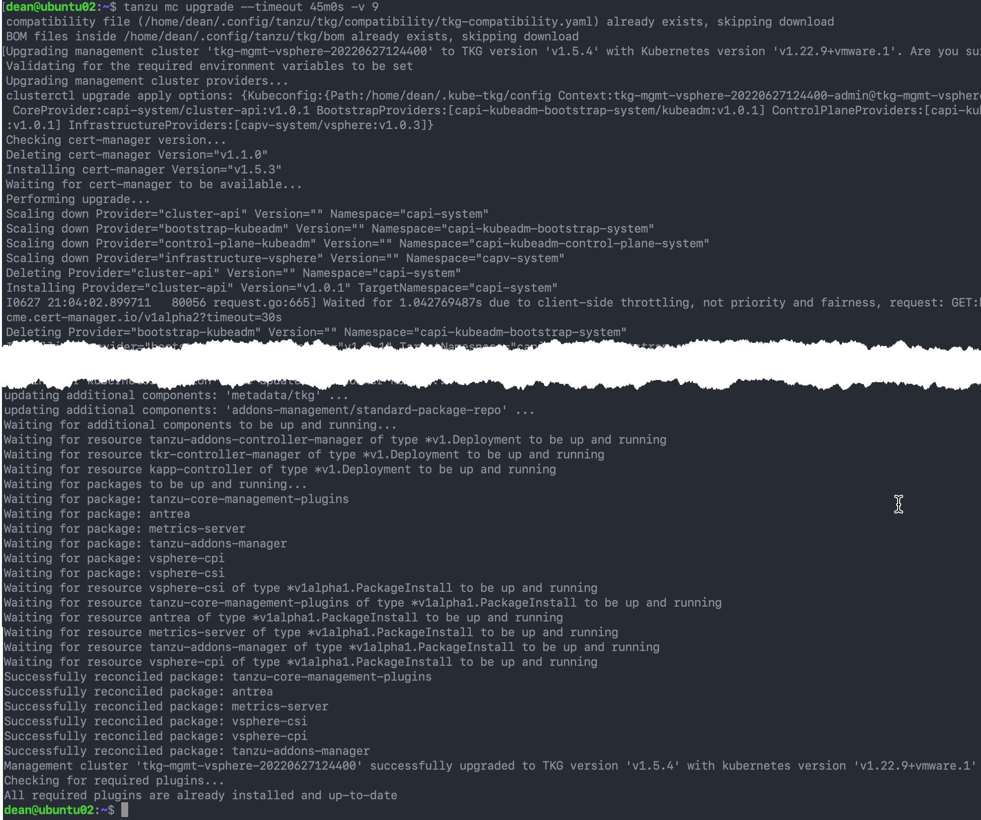 Tanzu Kubernetes Grid - Upgrade the Management Cluster - Tanzu CLI commands - tanzu mc upgrade