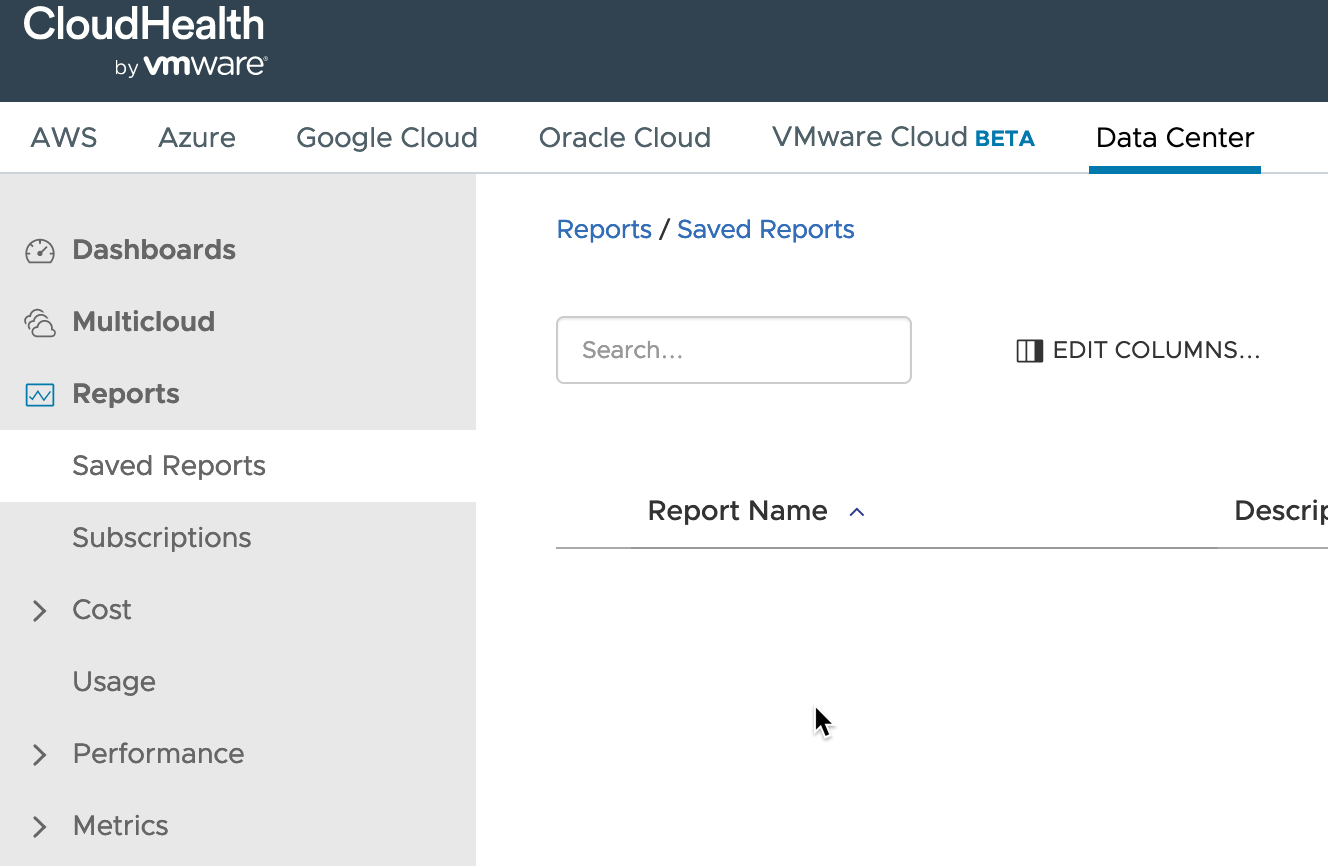 vRealize Operations - CloudHealth Integration - CloudHealth - Data Center - Reports