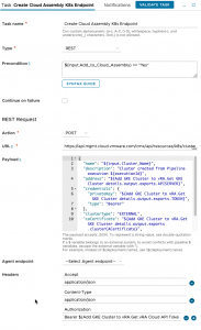 vRA GKE - Pipeline - Model - Stage - Add GKE Cluster to vRA - Task - Create Cloud Assembly K8s Endpoint