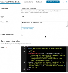 vRA GKE - Pipeline - Model - Stage - Add GKE to TMC - Task - Install TMC to Cluster