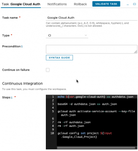 vRA GKE - Pipeline - Model - Stage - Build Kubernetes Cluster - Task - Google Cloud Auth