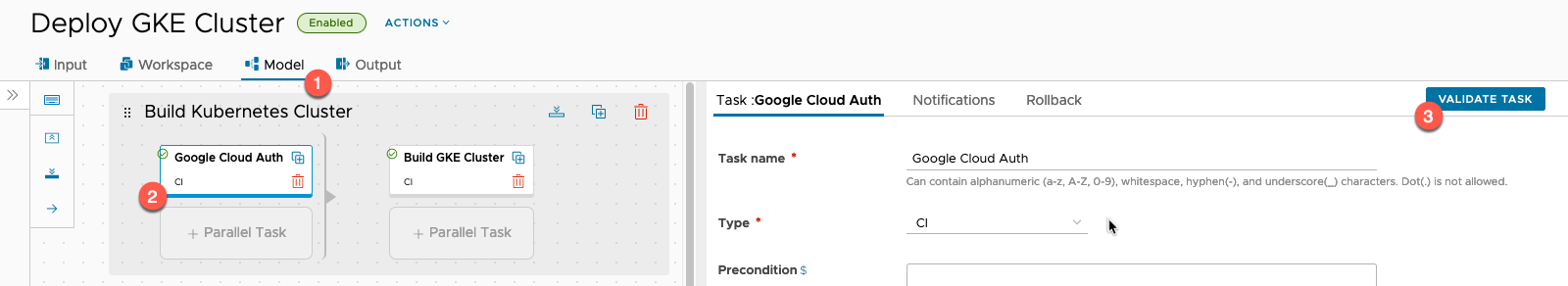 vRA GKE - Pipeline - Model - Validate Task