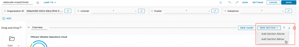 Tanzu Observability - VMware vRealize Operations Cloud Summary - Clone - Edit - Add new section below