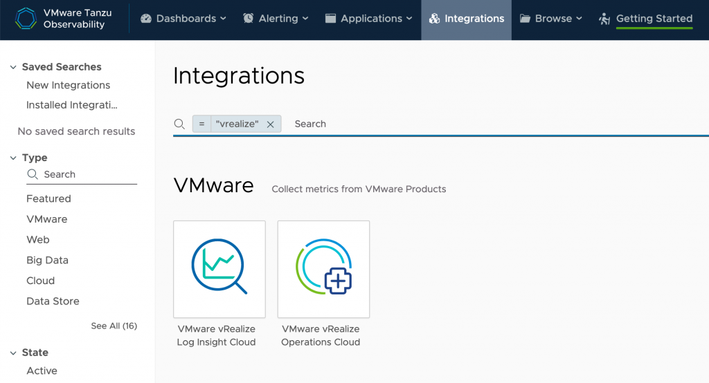 Tanzu Observability - vRealize Operations Cloud - Integrations