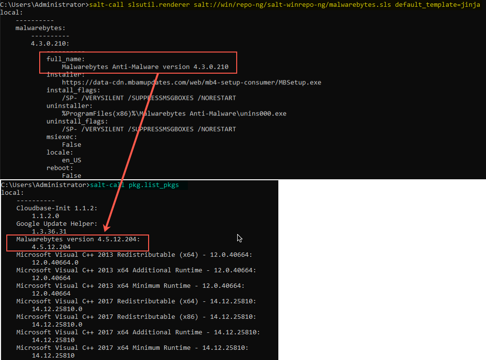 salt win-repo - debug - slsutil.renderer compare to pkg.list_pkgs