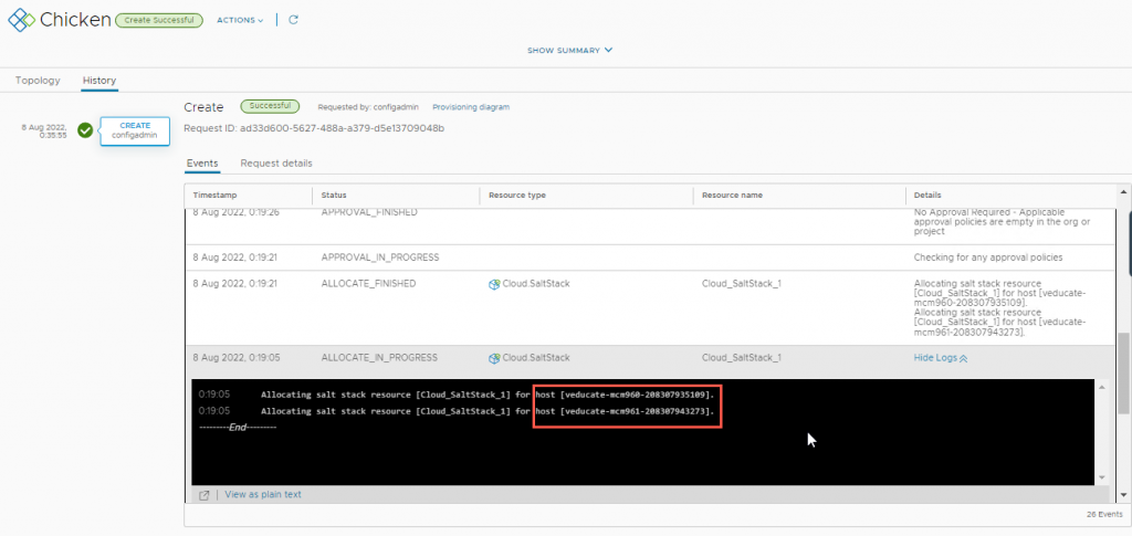 vRA SaltStack Config - Cloud Template - Deploy - Multiple Machines