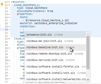 vRA SaltStack Config - Cloud Template - stateFiles
