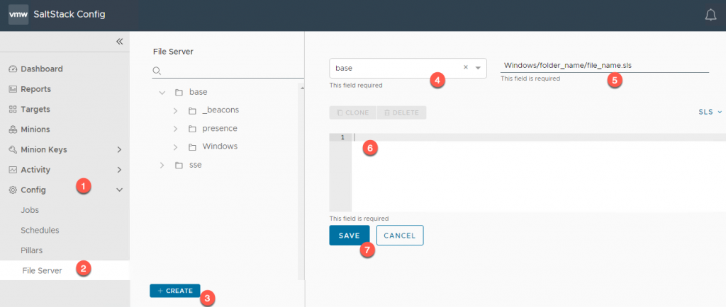 vRA SaltStack Config - File Server - Create SLS file