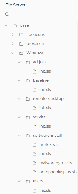 vRA SaltStack Config - File Server - Hierarchy example