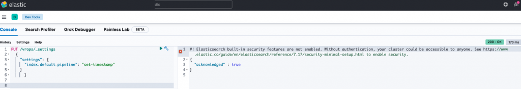 vROPS ELK - Elastic - Apply pipeline processor to index