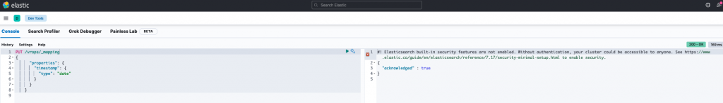 vROPS ELK - Elastic - Apply timestamp mapping to index
