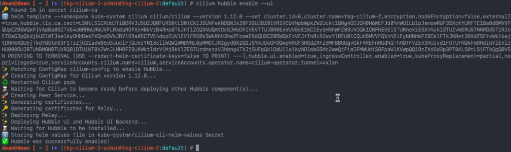 TKG Cilium - cilium install enable --ui