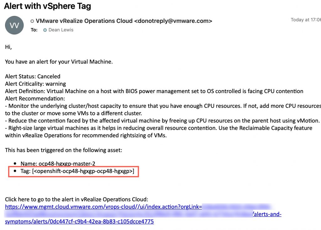 vROPS - Custom Payload - Email example