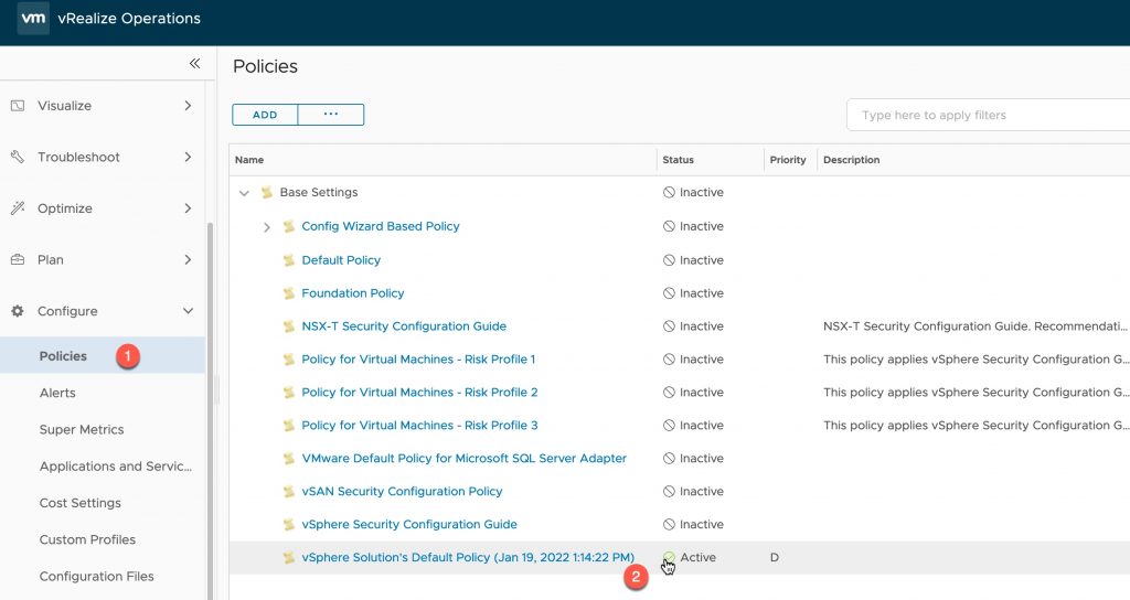 vROPs - VM Notes - Edit Policy