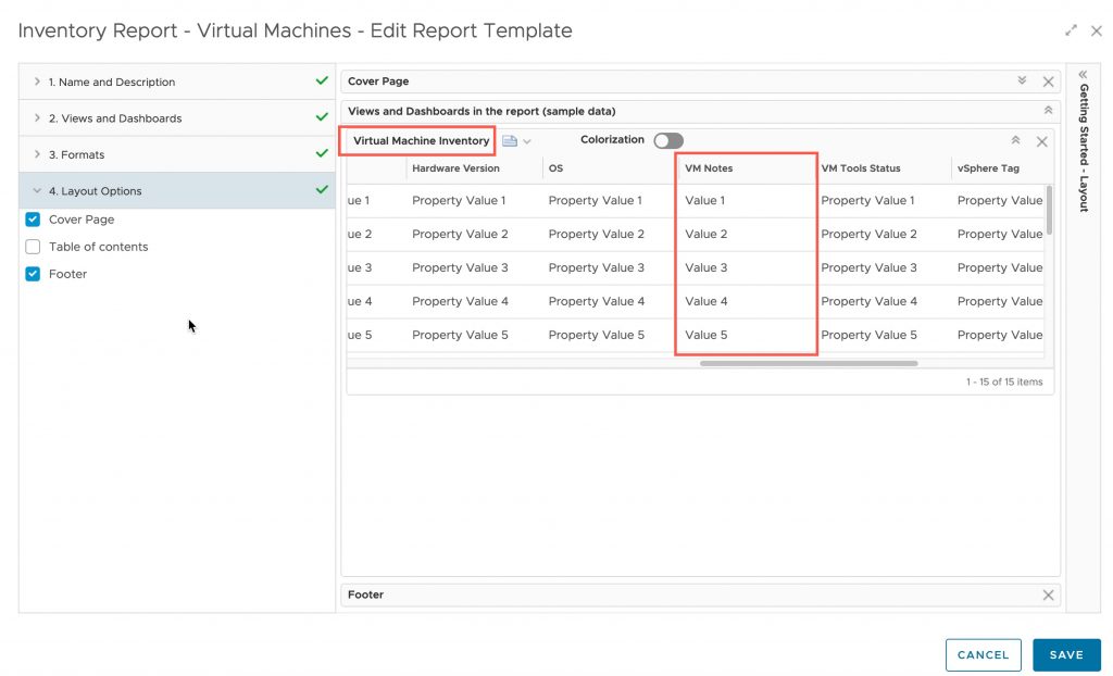 vROPs - VM Notes - Edit Report